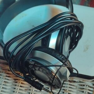 Open Premium Silver and Black Over-Ear Headphones NWOT